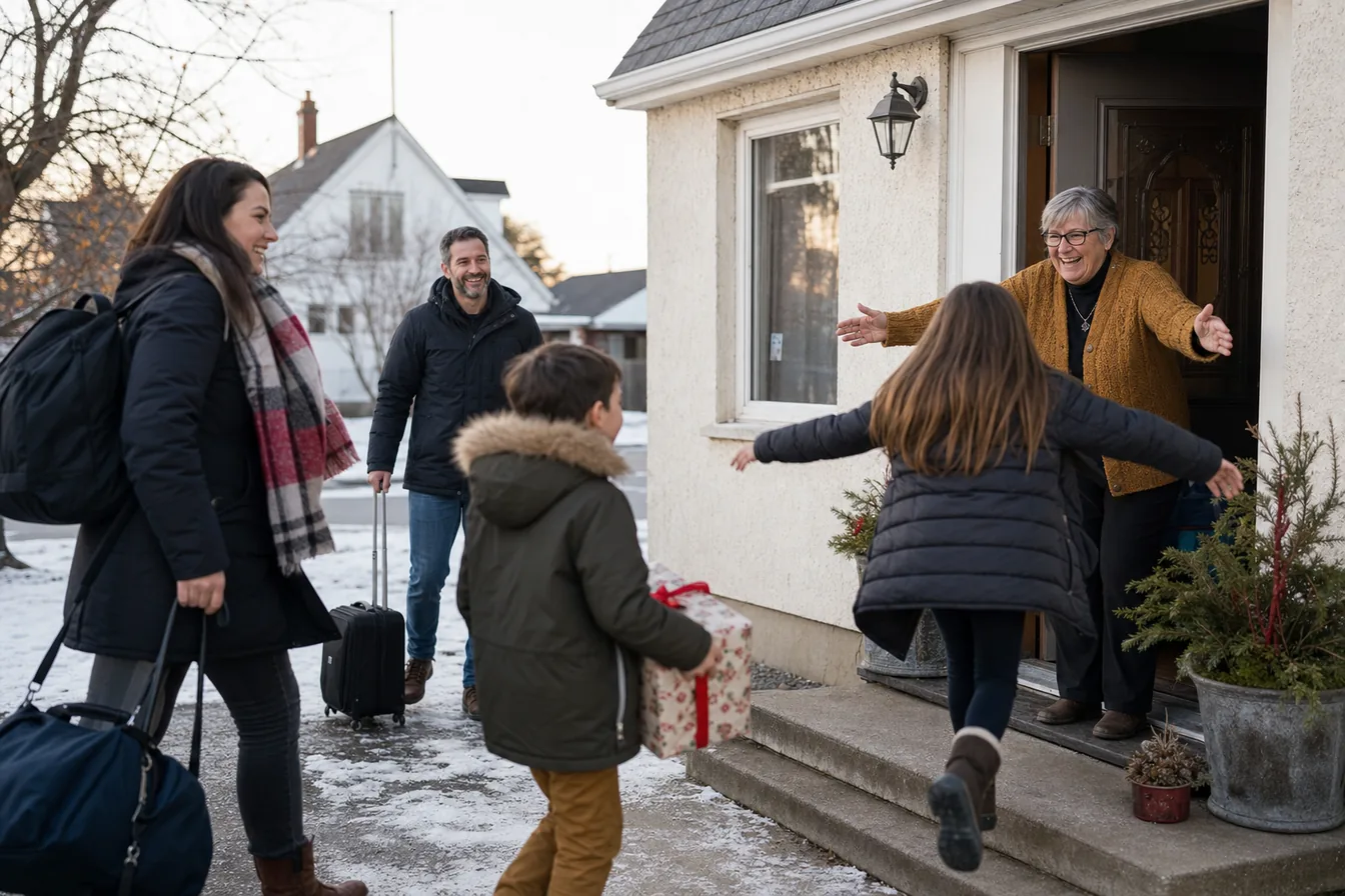 Family arriving for a long Christmas weekend